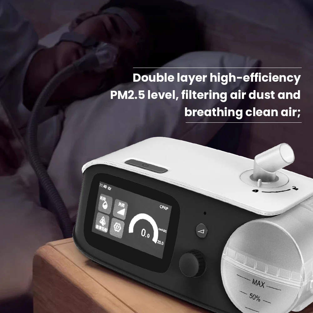 Фото Автоматическая машина CPAP APAP для домашнего/больнистого использования, лакомств апноэ во сне, храпа, 4–20 лПа, портативная портативность с 5 уровнями влажности, хранилище данных. №4