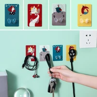 1pc cartoon hook socket holder power plug hanger tools storage kitchen accessories bathroom organizer self adhesive wall hanging