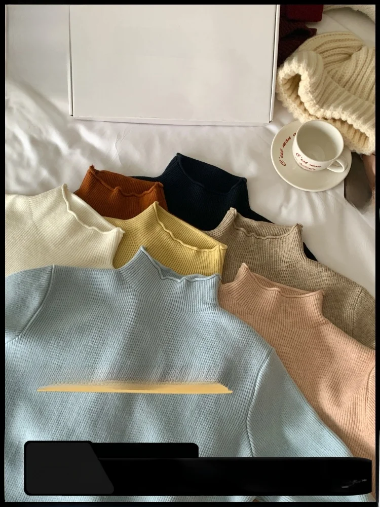 Корейская серия бархатный теплый утолщенный вязаный свитер с полувысоким