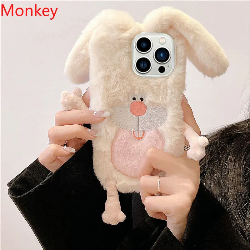 

3D Cute Soft Fluffy Rabbit Ears Warm Fur Case For VIVO Y16 Y02 Y77 Y76 Y21 Y31 Y22 Y33S Y35 V25 V23 V21 V20 Y20 Y15S Phone Cover