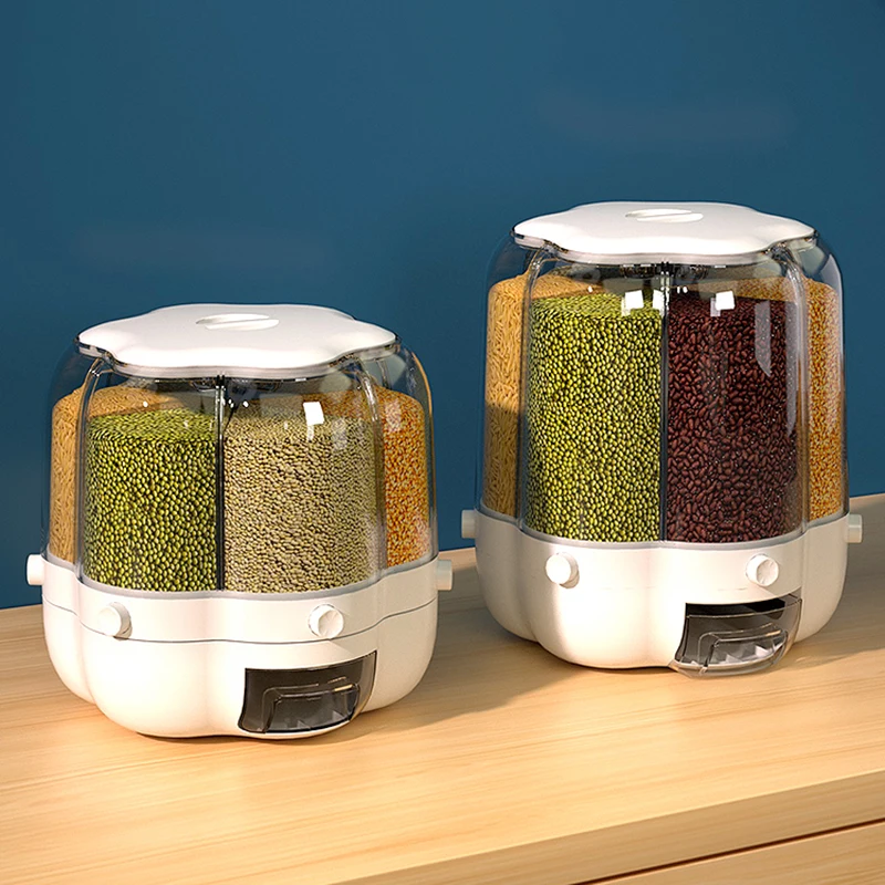 

9KG Rotatable Jars For Bulk Cereals Rice Barrels Separated Household Containers Sealed Insectproof Rice Tank Kitchen Storage Box