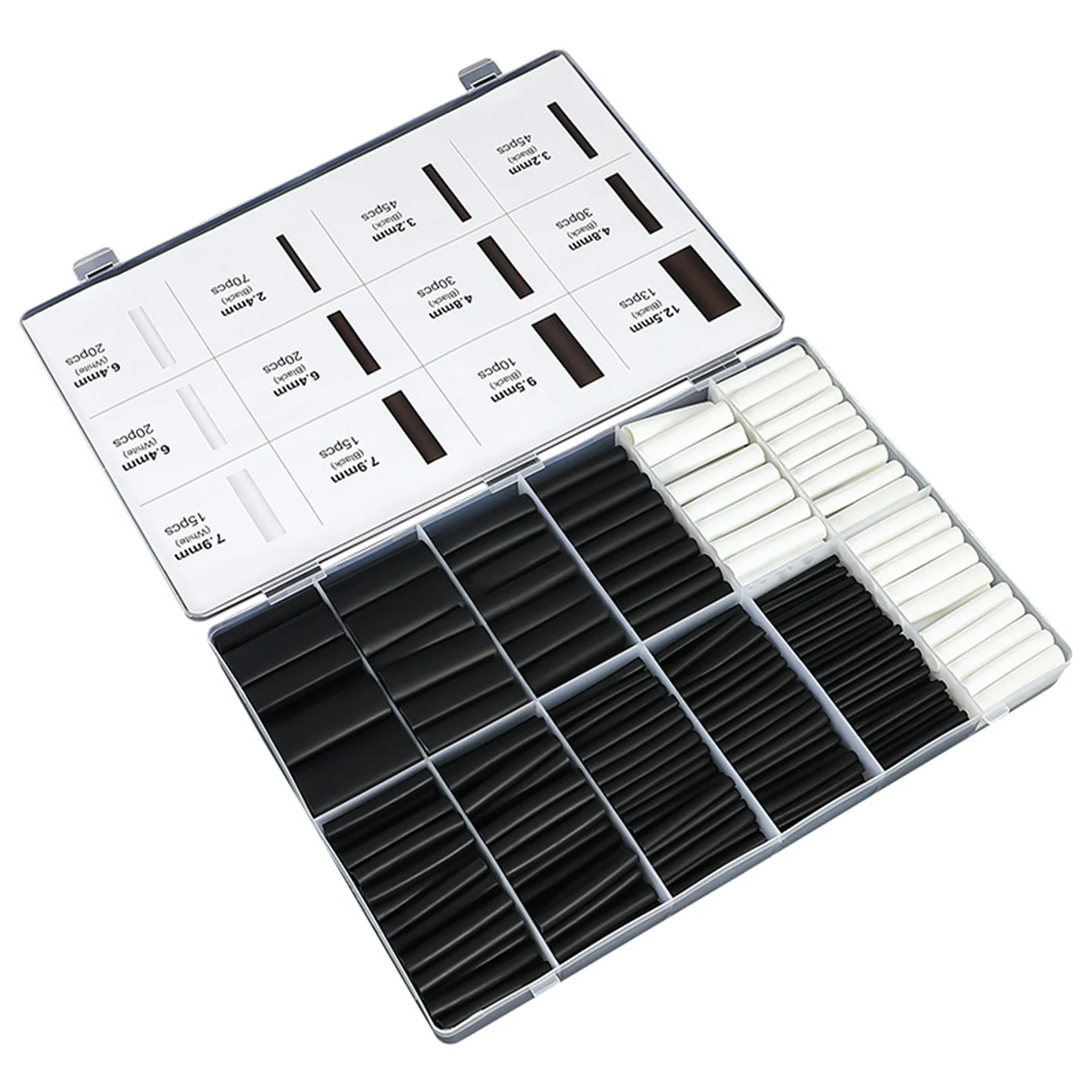 

333 Pcs Triple Heat Shrink Tube Shrinkable Sleeve PE Black And White 3 Times Shrink Force Boxed Environmental Cable Repair Tube