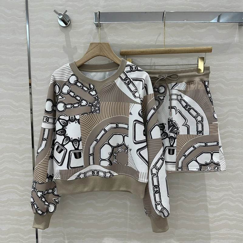 2024AW Американский винтажный уличный комплект свитшотов женский хлопковый с