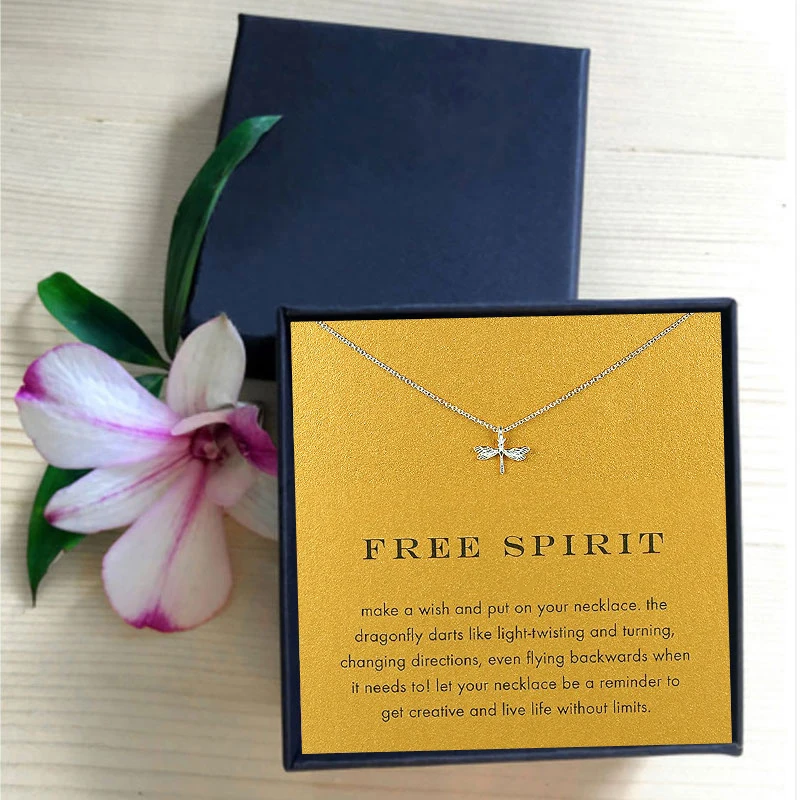 Ожерелье с кулоном в виде крыльев летающей стрекозы без насекомых Подарочная