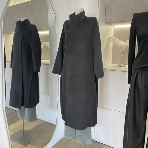 DNBS женское пальто весна/осень полиэстер черный/верблюжий