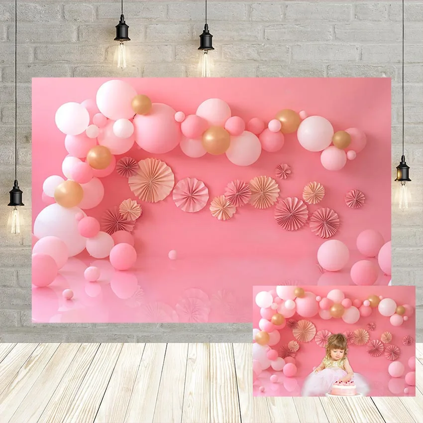 

Розовые золотые воздушные шары торт разбитые фоны для фотосъемки принцессы Девушка фотосессия День рождения украшение фон фото студия рек...