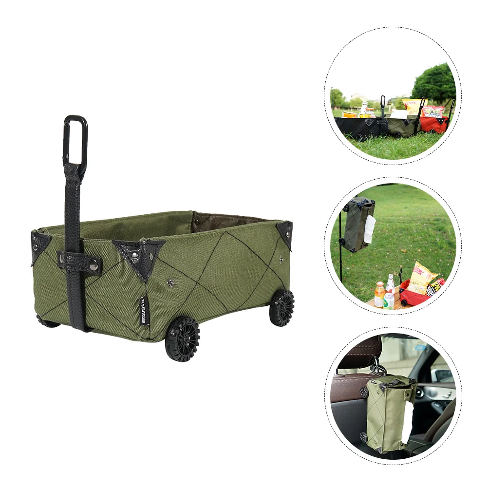

Wagon Storage Cart Camping Box Tissue Utility Folding Beach Trolley Shopping Collapsible Wheelsbags Outdoor Tote Holder Bins