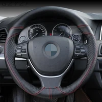 37 38cm genuine leather car steering wheel cover soft anti slip steering wheel braid 100 cowhide braid with needles thread 38cm