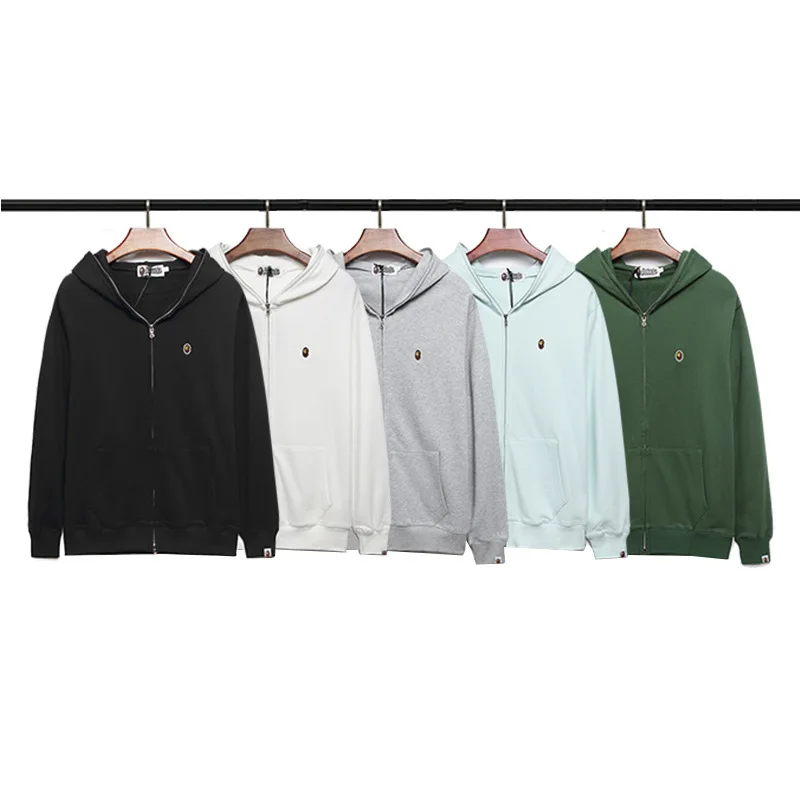 

Bape Classic Ape Head Embroidered Logo Zip Jacket Cotton Terry Sweater Jacket
