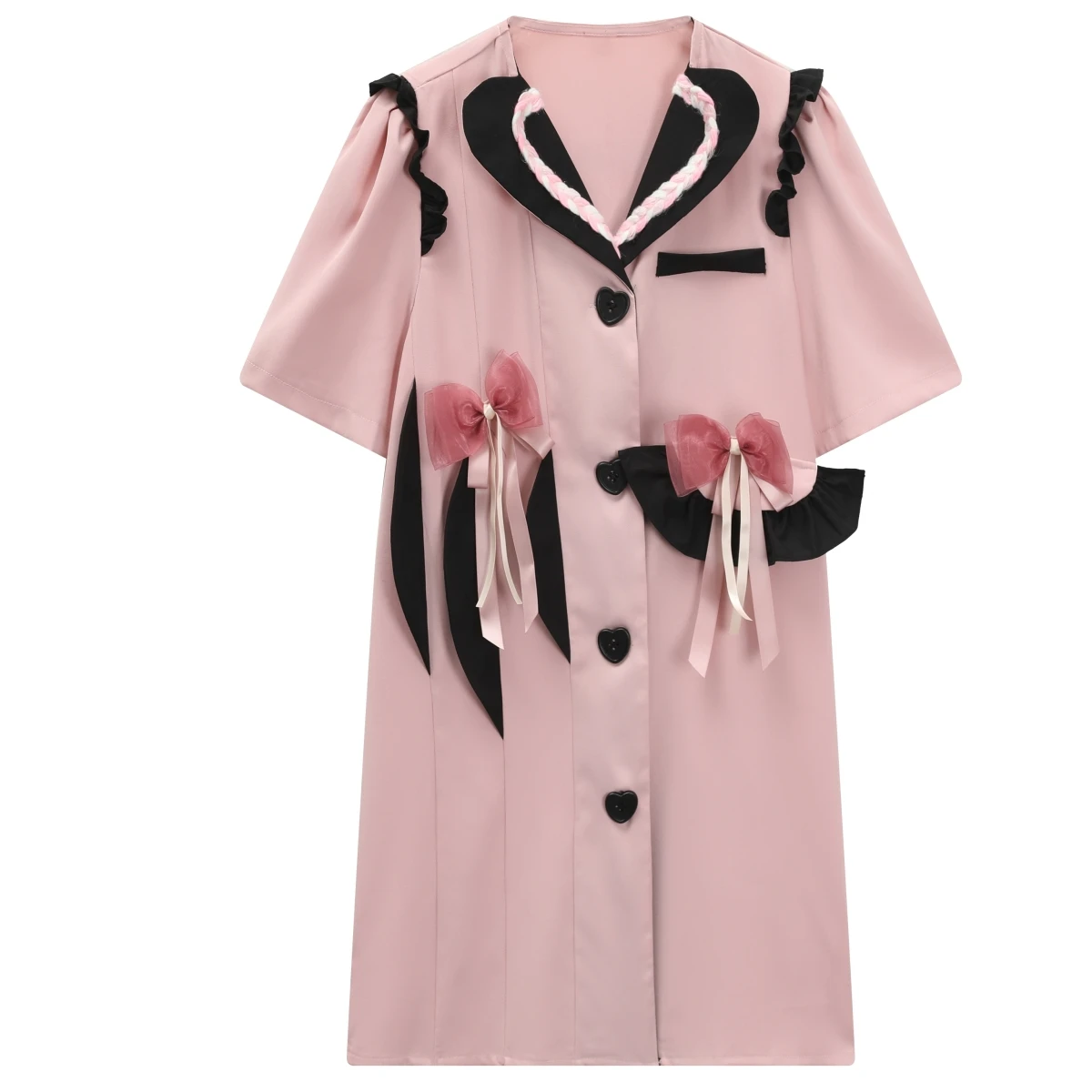 

Asymmetrical Pink Bow Women Dress Summer Sweet Style Straight Knee-Length Elegant Female Clothing Top Quality