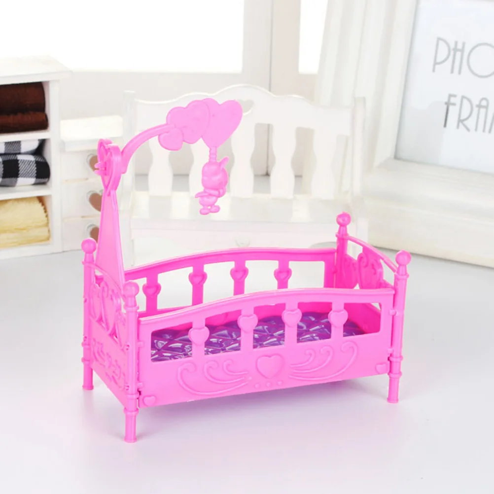 

1PC Sleeping Bed Mini Plastic Home Baby Crib Role Play Pretend Play for Infant Toddler