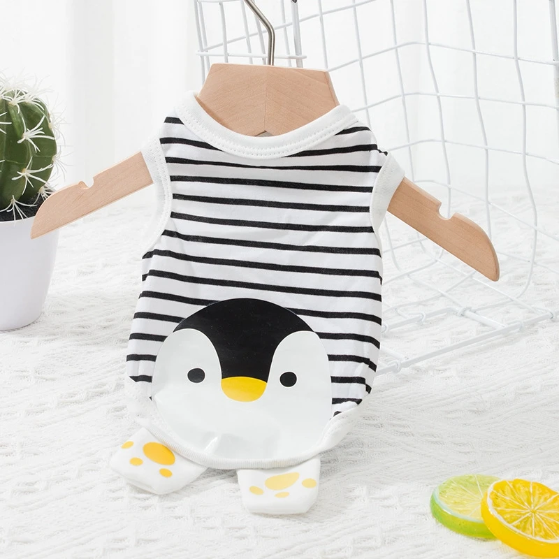 Pet Cat Vest Puppy Pure Cotton Breathable T-Shirt Thin Small Medium-Sized Dog Little Yellow Duck Penguin Cute Clothes XS~XL |