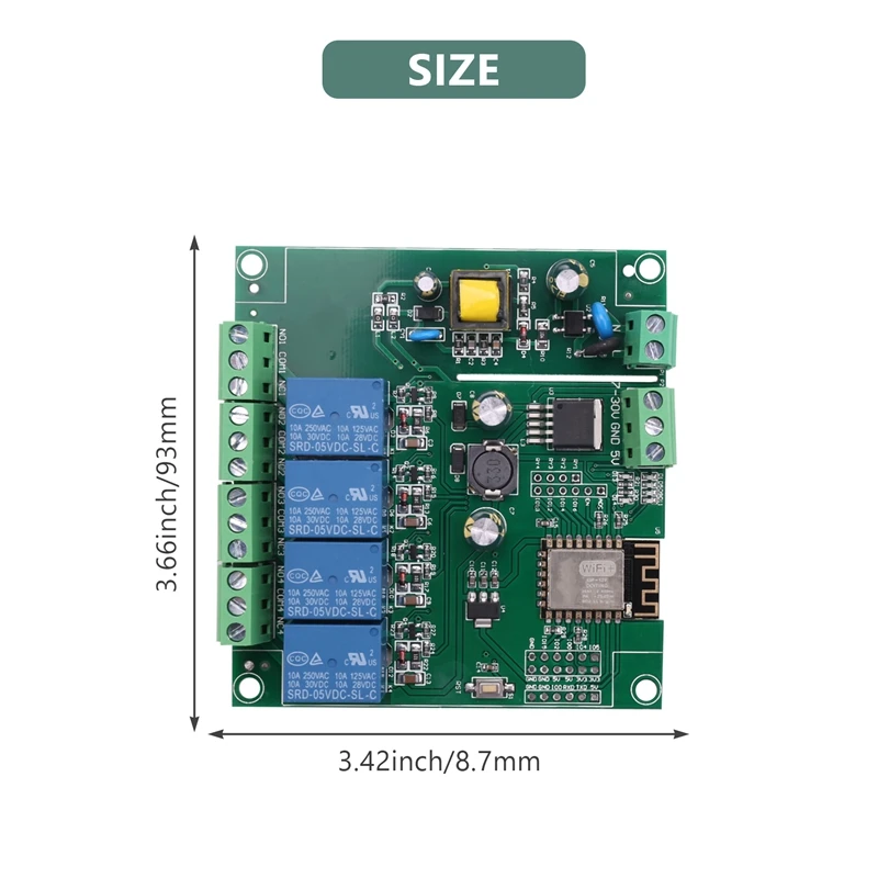 Релейный модуль ESP8266 ESP-12F WIFI 4-Канальный переключатель с задержкой для ARDUINO IDE Smart