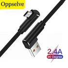 Oppselve 1 м 2 м кабель Micro USB для Xiaomi Redmi Note 5 Pro 4 90 градусов Micro USB кабель для зарядки и передачи данных для Samsung A8 мобильный телефон