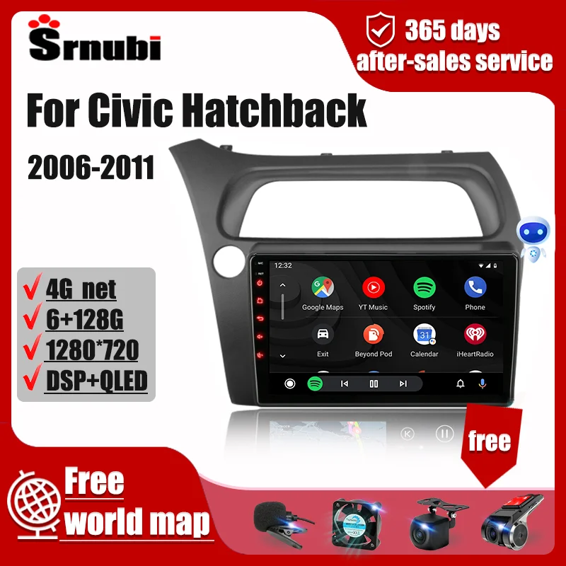 for honda civic hatchback 2006 2011 android car radio multimedia video navigation 2 din stereo dvd head unit accessories speaker free global shipping