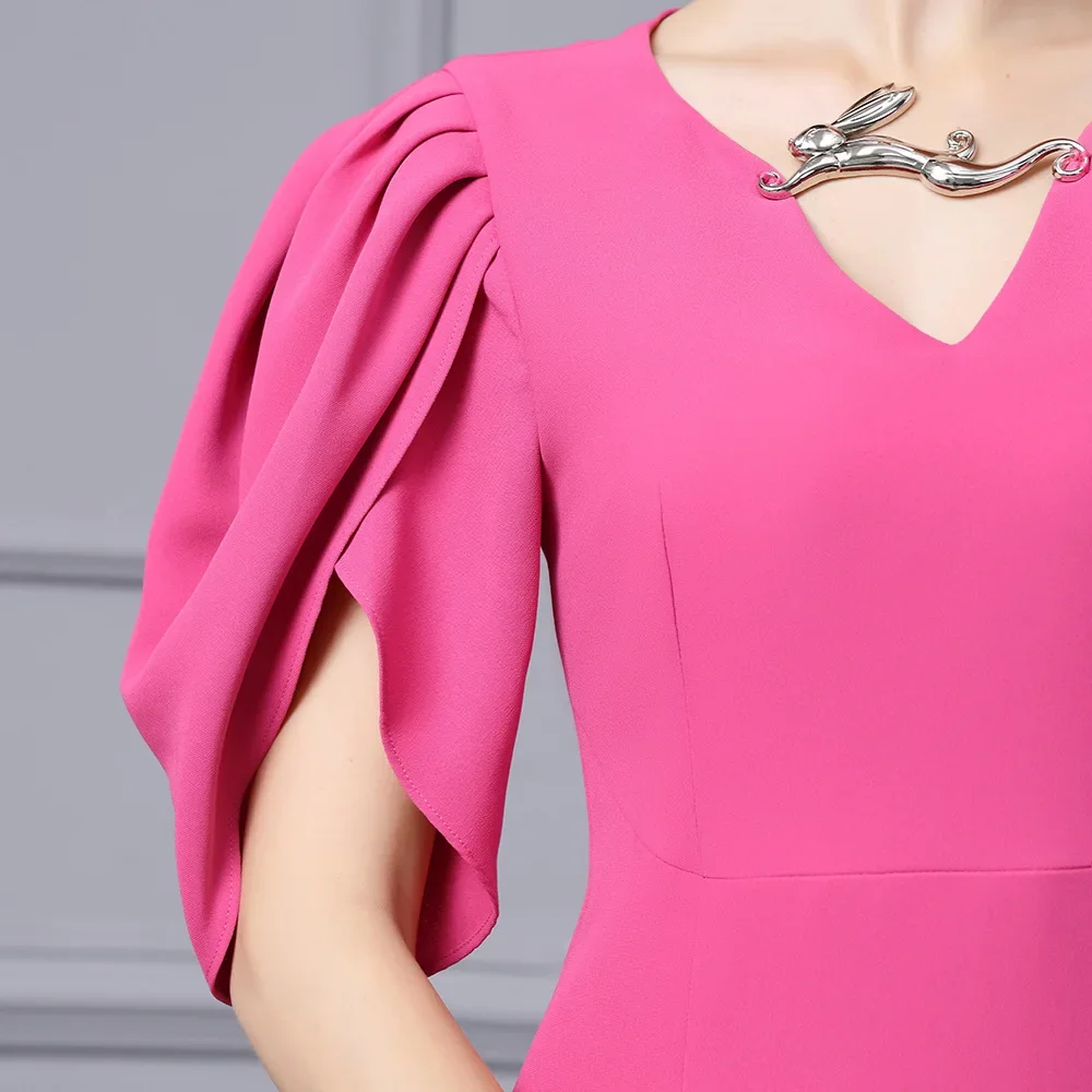 Элегантная облегающая юбка с пышными рукавами и v-образным вырезом на талии новое