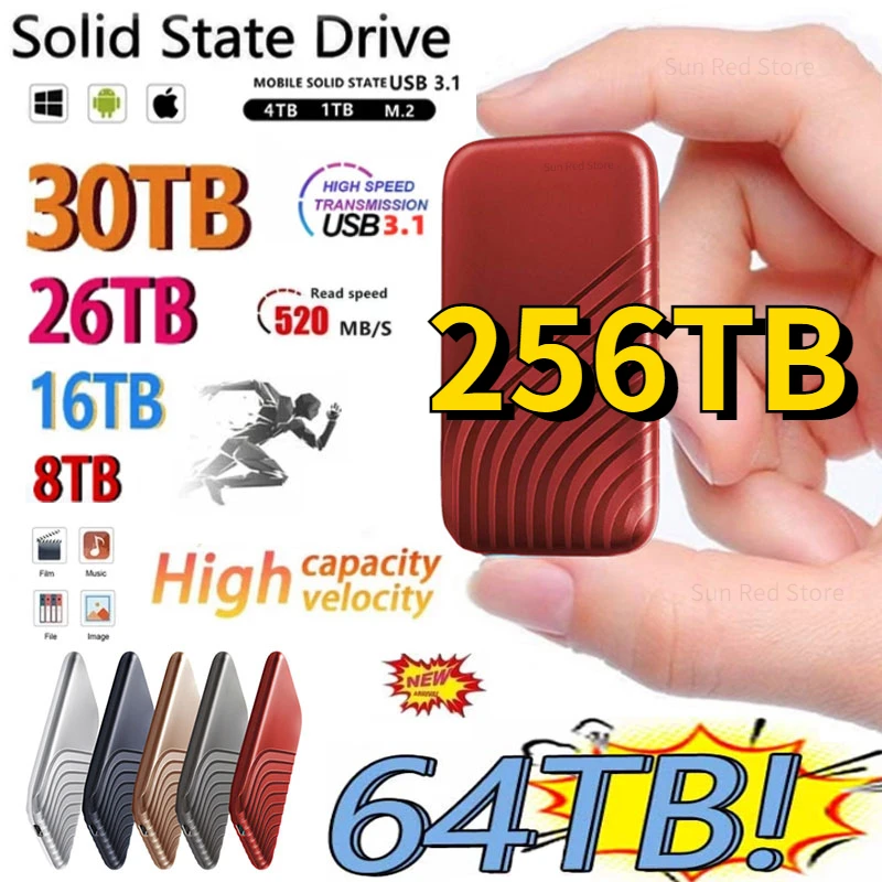 

2023 New Original Portable SSD 500GB 2TB Type-C USB 3.1 Hard Disk SSD 2TB 4TB 6TB 8TB 16TB 30TB 64TB SSD Hard Disk for Laptop