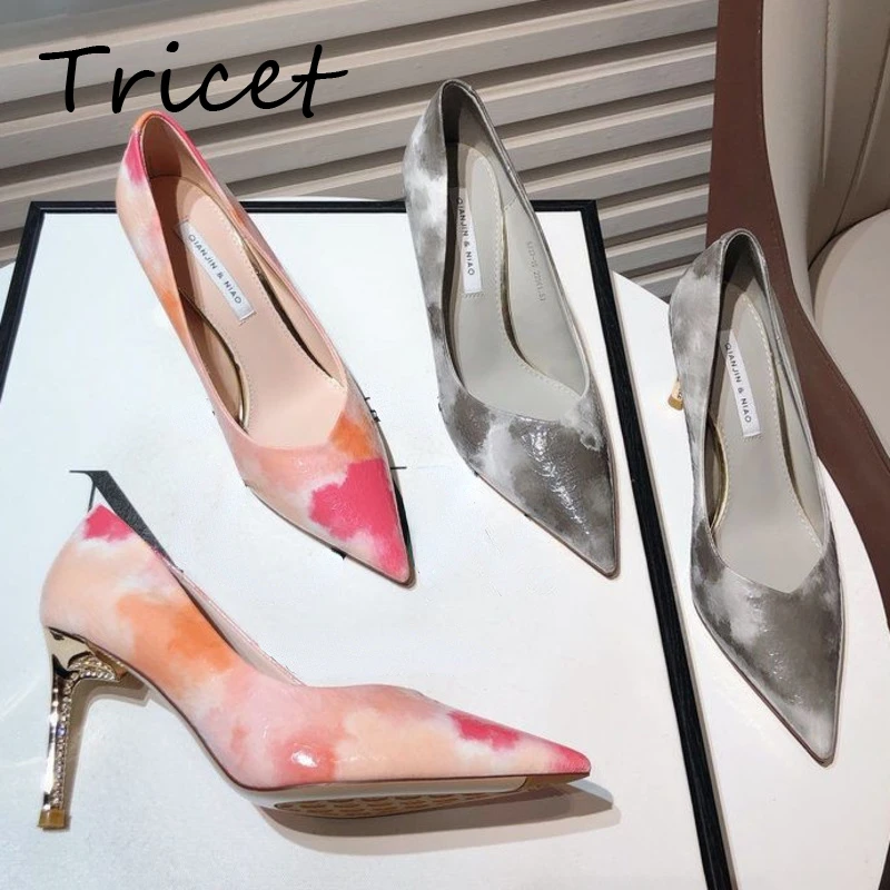 

Туфли-лодочки женские на шпильке, элегантные офисные туфли с принтом, заостренный носок, высокий каблук-шпилька, пикантные вечерние туфли д...