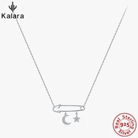 925 necklace initial cross chain women super flash sterling silver sexy accessories ins fashion jewelry pin star moon fine