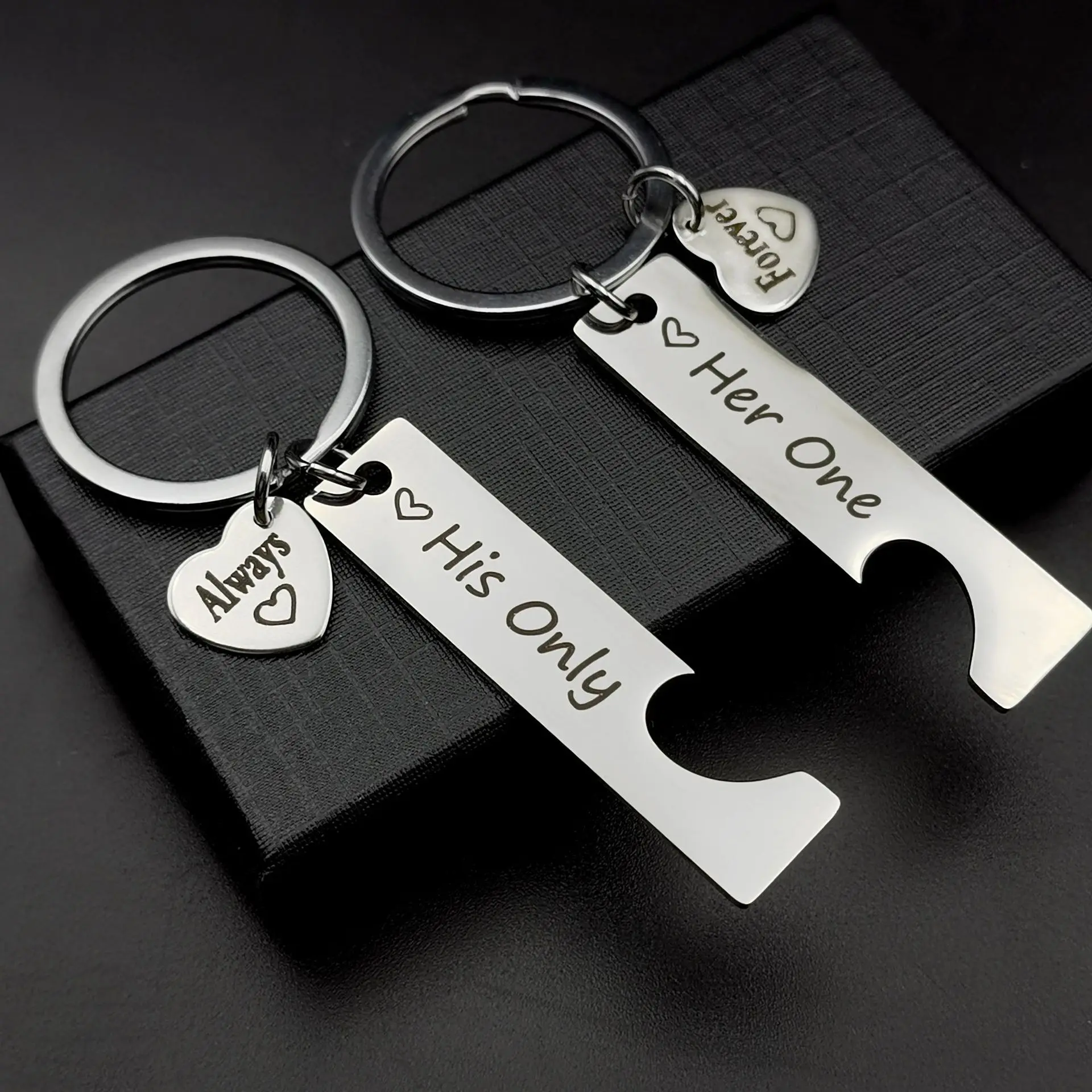 

Her One His Only LoverStainless Steel Keyring Key Chain Women Man Jewelry Accessory Pendant Gifts Fashion