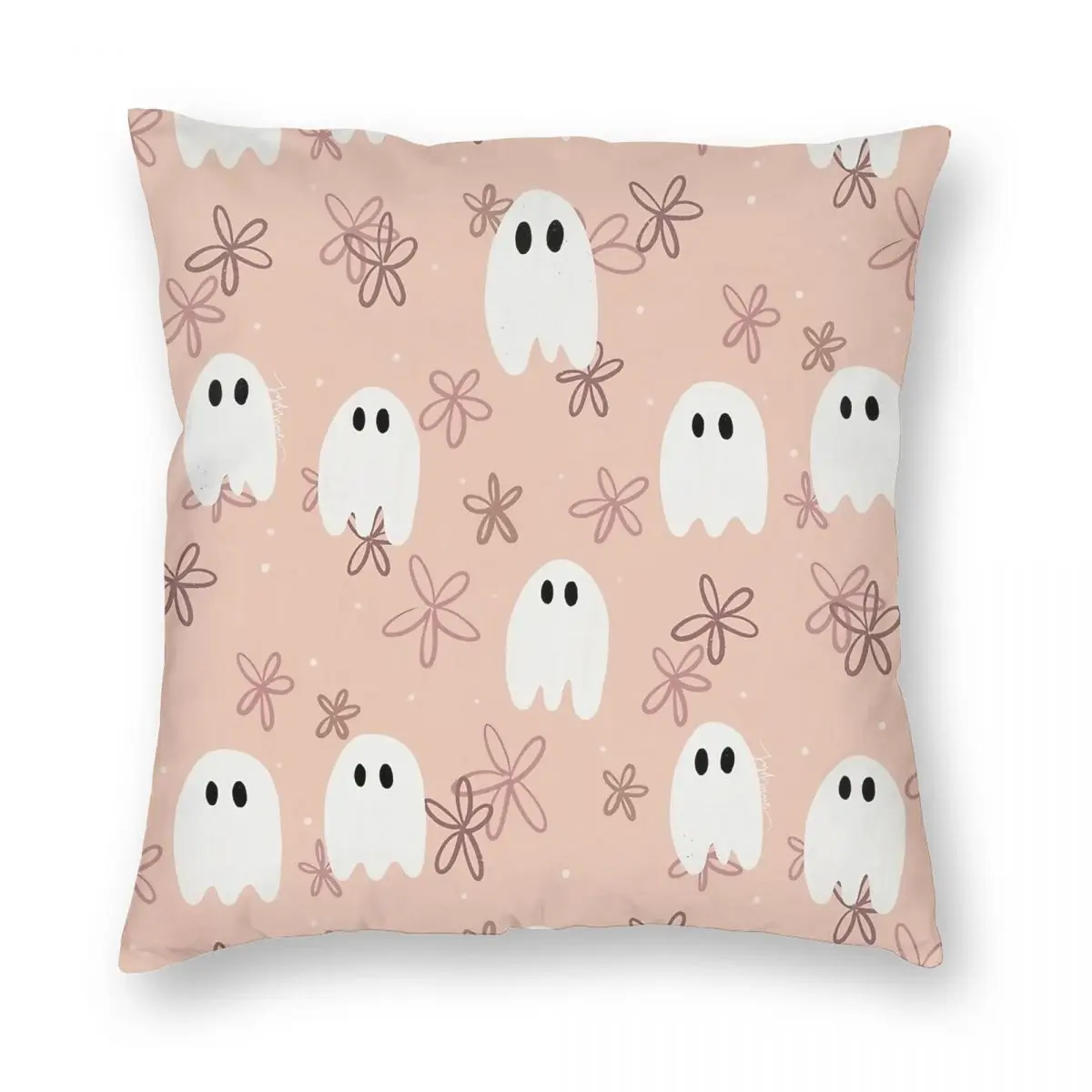 

Pink Ghost Flower Pillowcase Soft Fabric Cushion Cover Decorative Halloween Cute Throw Pillow Case Cover Home Dropshipping 40*40