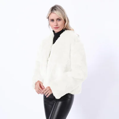 Women's Fur Jacket Imitate Rex Rabbit Fur Leather Fur Coat Women's Short Autumn and Winter Faux Fur Coat Faux Fur Coat