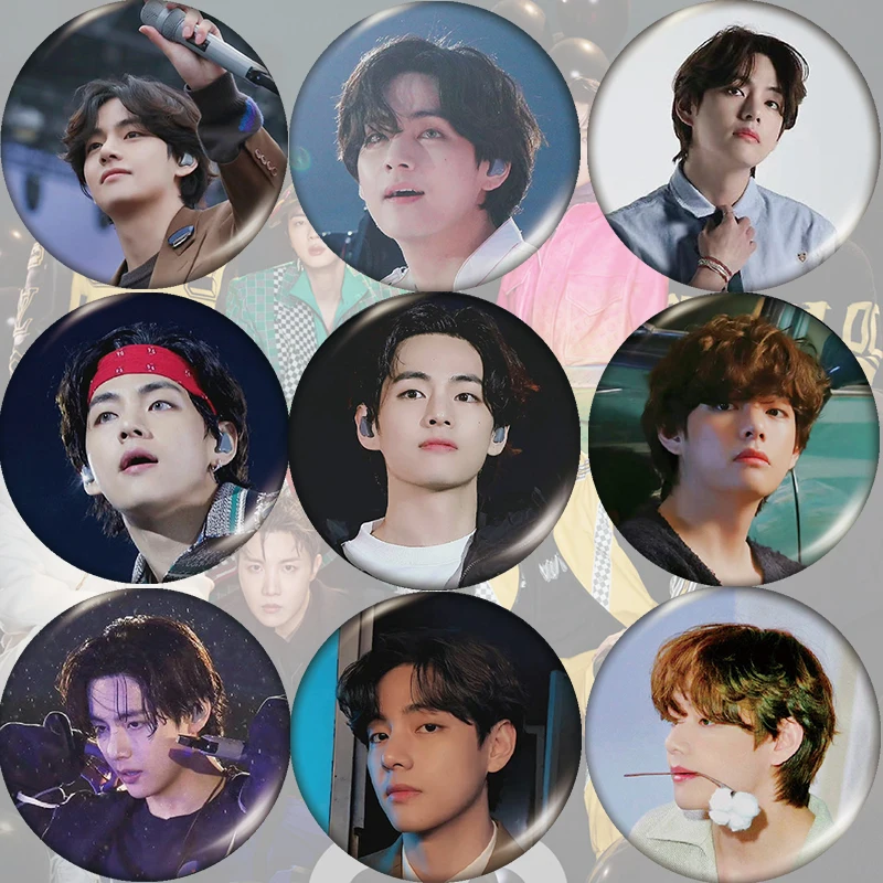 

5cm Kpop Bangtan Boys V Brooches Fashion Bag Accessories Clothes Metal Pins Hat Badge For Fans Friend Collection