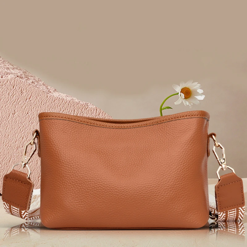 

Women cross-body Square Bag Wide Shoulder Belt Top Layer Pu Leather Shoulder Bag Soft Leather Fashion Versatile Bags For Ladies