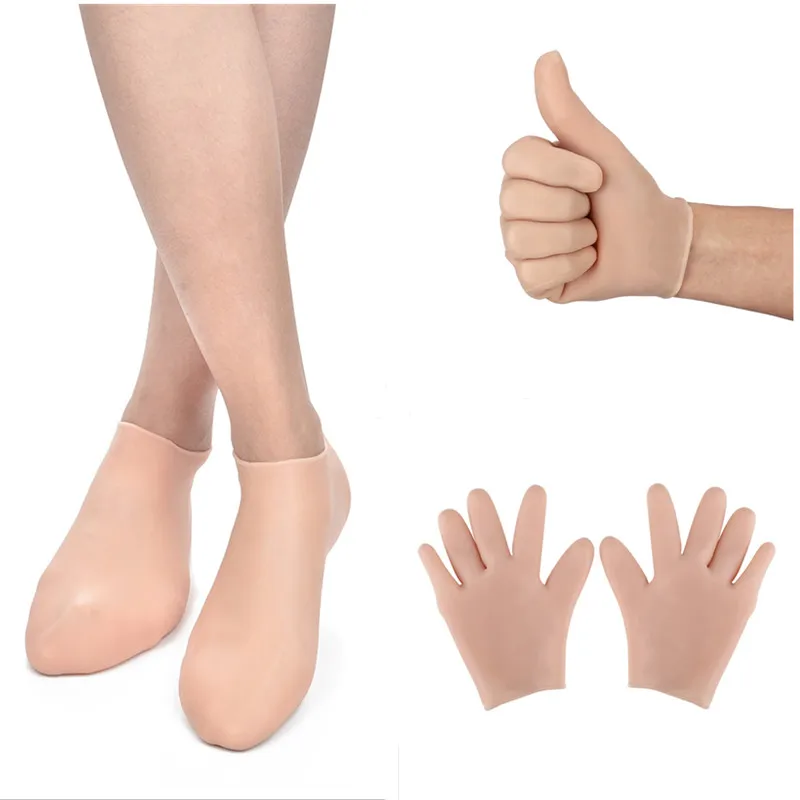 4/2 Pcs Moisturizing Silicone Socks &Gloves Feet Hand Care Spa Gel Heel &Hand Skin Care Tool Exfoliating And Preventing Dryness