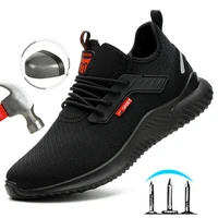 breathable safety shoes for men work indestructible mesh anti puncture working sneakers with steel toe cap puncture proof boots