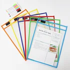 Прозрачные многоразовые стираемые карманы HD из ПВХ для хранения файлов, сухие стираемые карманы с ручкой, Стирайте Детские маркеры для обучения детей