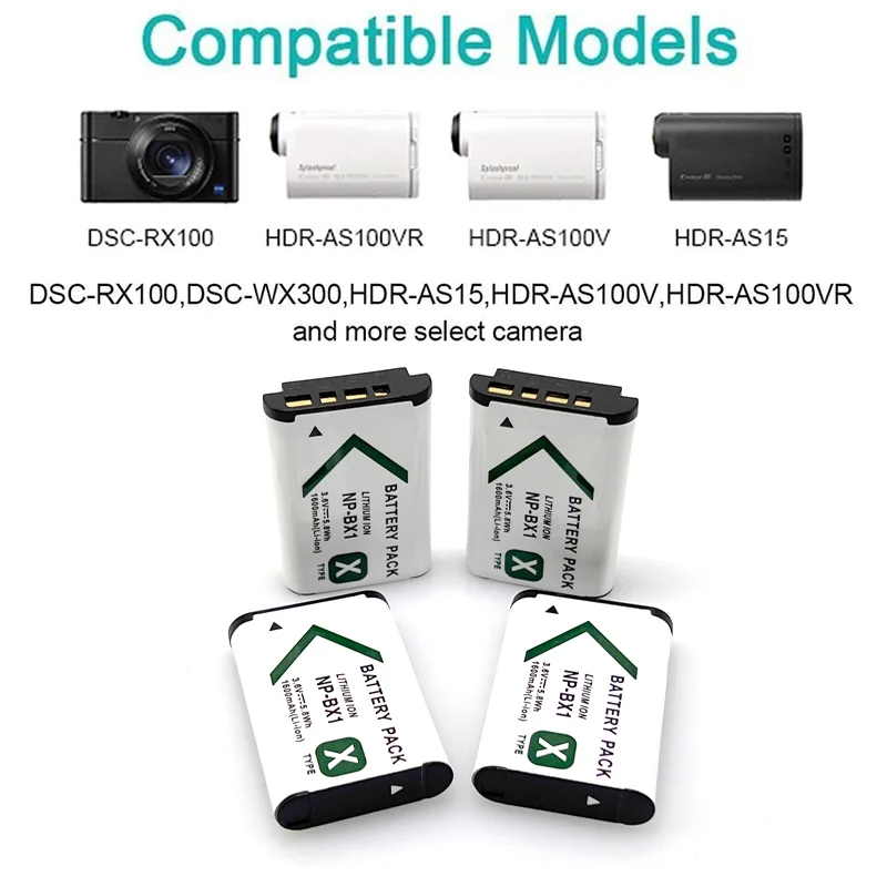 

For Sony FDRX3000R RX100 M7 M6 AS300 HX400 HX60 WX350 AS300V HDR-AS300R FDR-X3000NP-BX1 npbx1 NP bx1 Camera Battery Rechargeabl