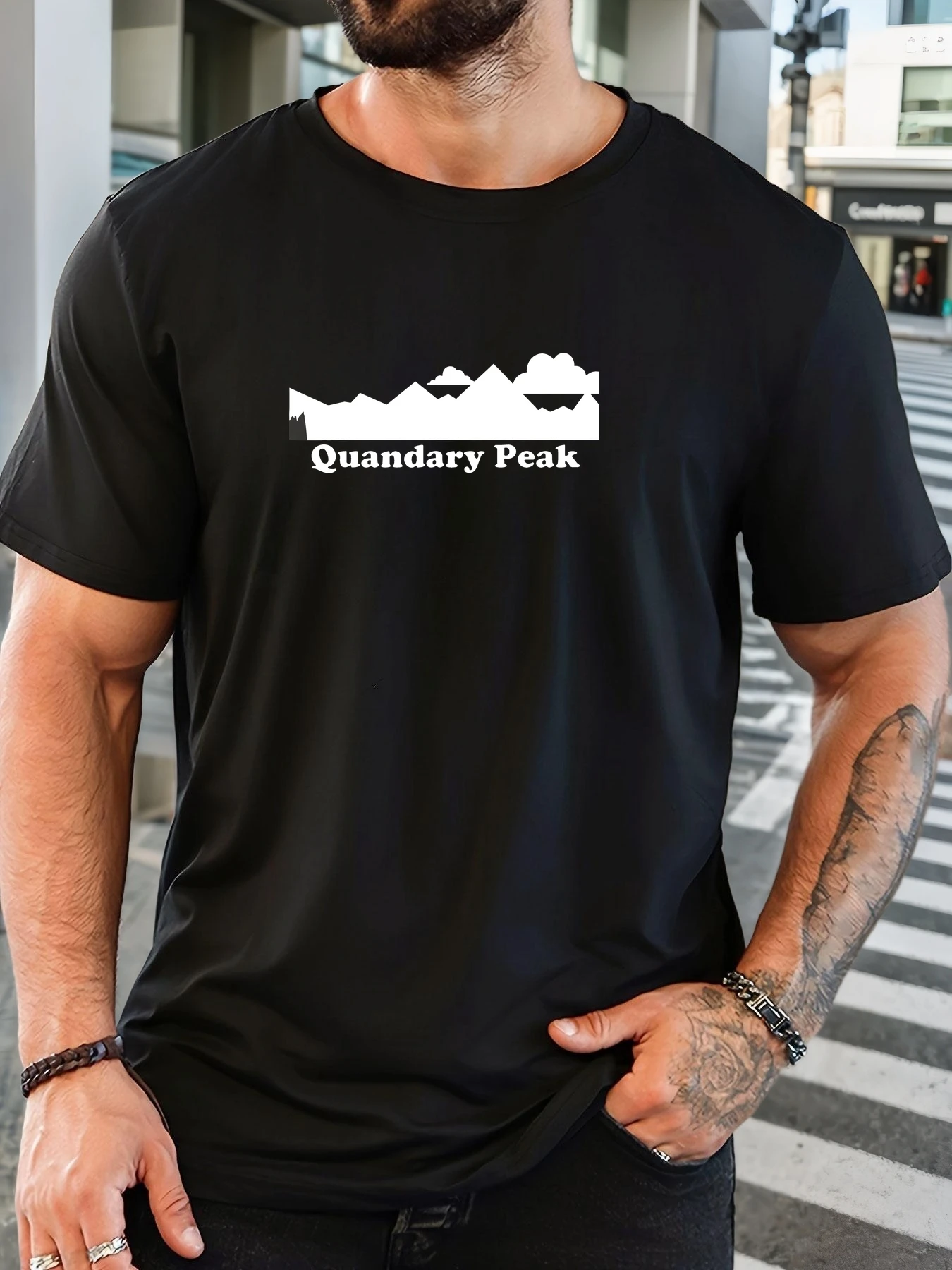 Фото Мужская Quandary Peak Pattern Летняя повседневная футболка с коротким вырезом №1