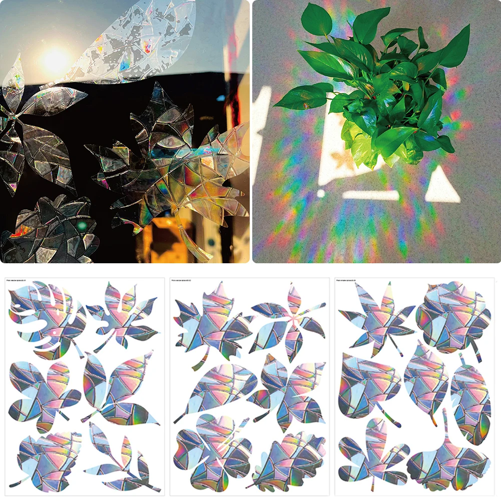 

19Pcs Glass Stickers Leaf Anti-collision Window Film Alert Bird Window Stickers Electrostatic Film Window Glass Decals
