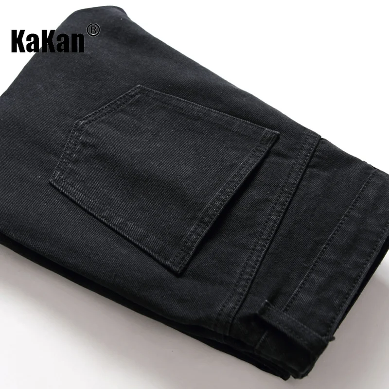 Kakan - New European and American Distressed Black Jeans for Men, Worn Out Trend Long Jeans K21-615