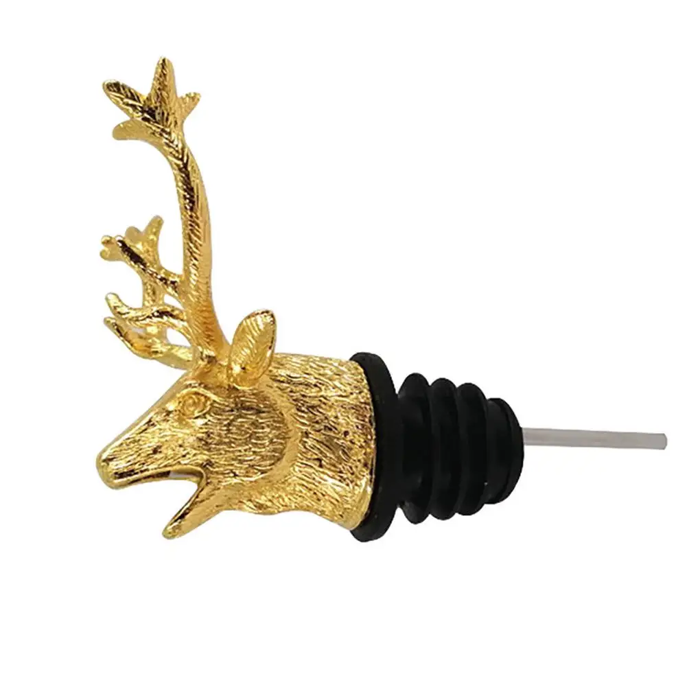 

1Pcs Wine Pourer Zinc Alloy Deer Animal-Shaped Elk Head Wine Stopper Drinks Bar Tools Home Party Night Club Bar Accessories