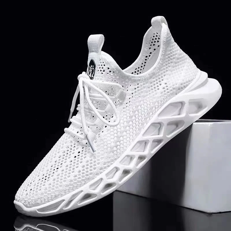 

Кроссовки мужские сетчатые, дышащие кеды для ходьбы и тенниса, повседневная обувь, белые, лето 2022