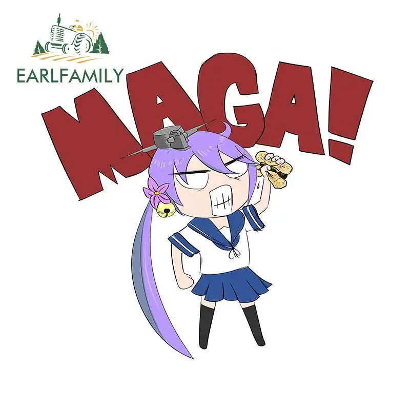 Фото EARLFAMILY 13см x 12см автомобильные наклейки и стикеры для MAGA с мультяшной девочкой, виниловые наклейки для багажника и окон, автомобильные аксессуары №1