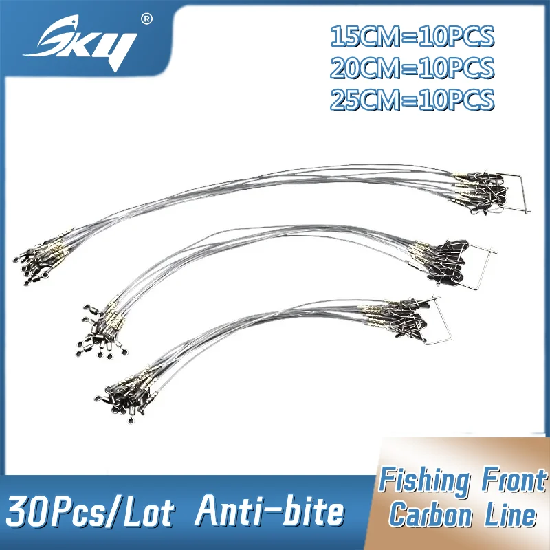 

SKY Anti-bite Carbon Front Line 30pcs/Lot 15/20/25CM Strong Pulling Force Saltwater or Freshwater Fishing Line Accessories