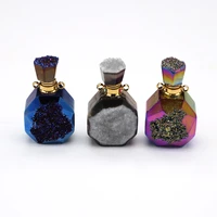 3pc natural stone agate crystal bud perfume bottle pendant ornament diffuser for jewelry makingdiy necklace accessory charm gift