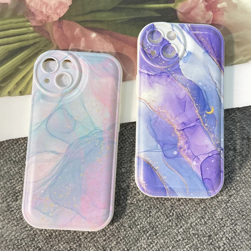 

Fashion Starry Sky Marble Phone Case For Apple iPhone 13 11 12 14 Pro Max 14Plus 13PRO MAX Soft Silicone Anit Knock Back Cover