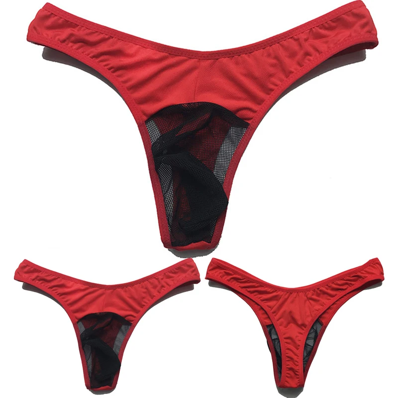 

Men's Sexy Low Rise Briefs Breathable See Through T-back Thong Bikini Erotic Lingerie Bulge Pouch G String Jockstrap Male Thongs