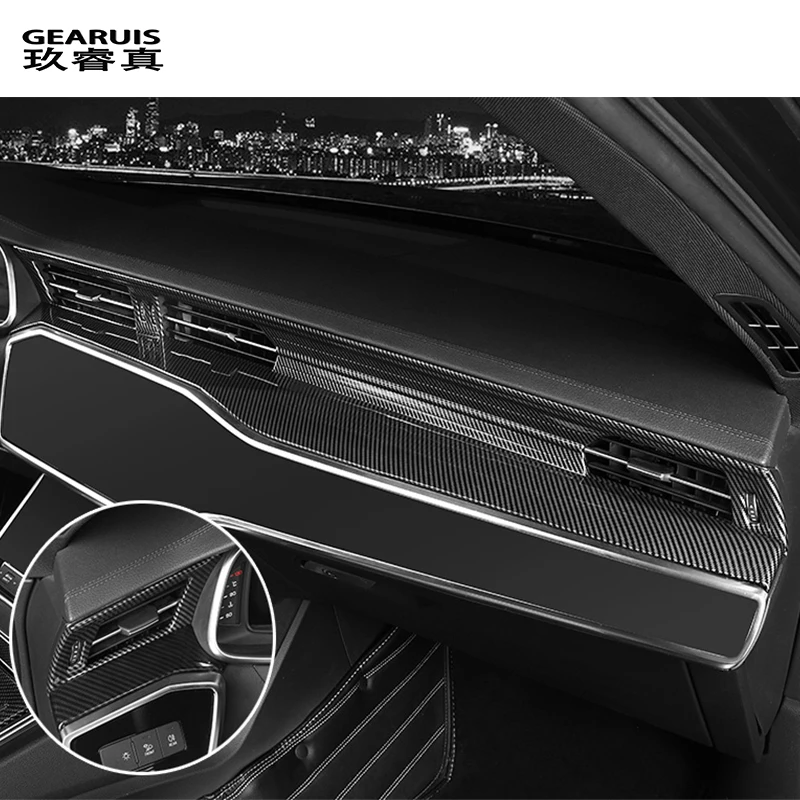 Cubierta de marco de salida de aire para salpicadero de coche, pegatina embellecedora de fibra de carbono para Audi A6 C8 2019-2022, accesorios interiores de coche