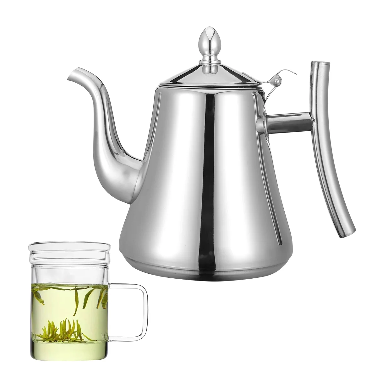 

2L Stainless Steel Tea Pot Water Kettle Tea Kettle with Strainer for Home Restaurant