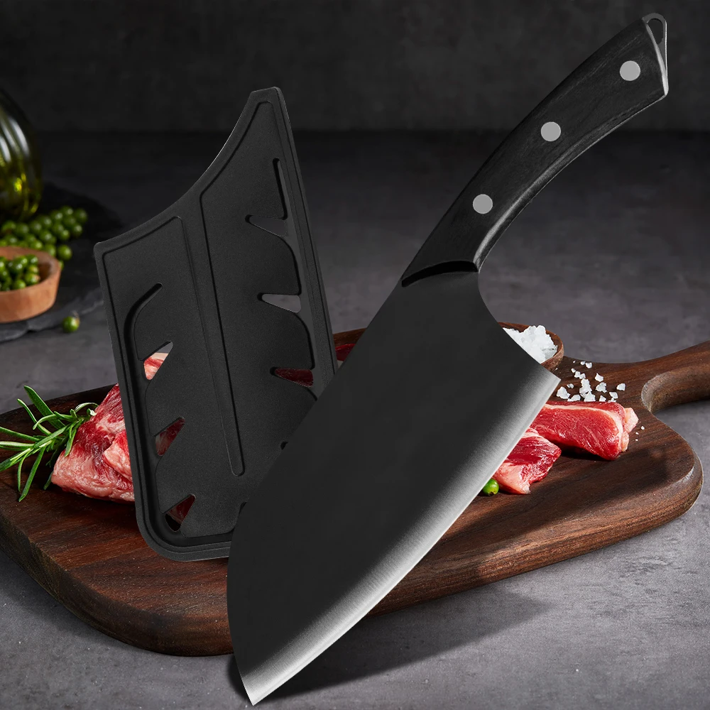 

Кованый нож мясника из нержавеющей стали, мясницкий нож, измельчитель овощей, ножи мясника, кухонные столовые приборы, инструмент с широким ...
