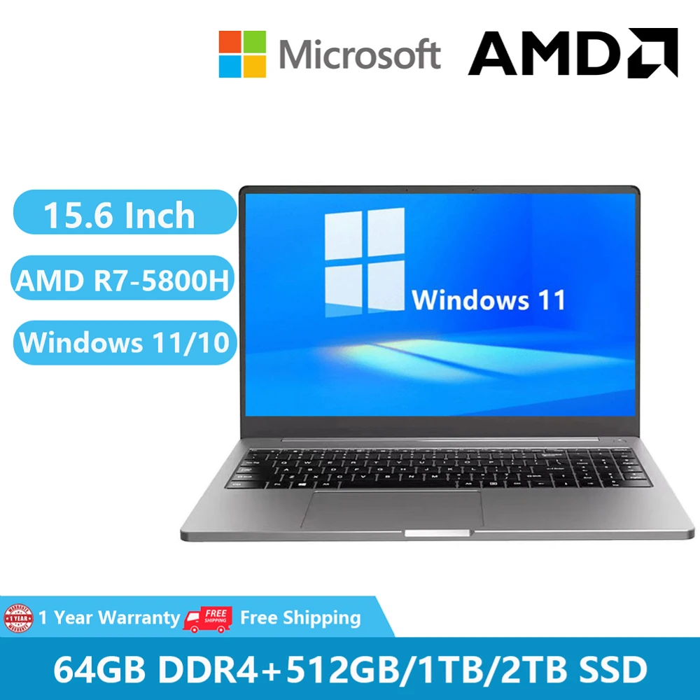 AMD Gaming Laptops Windows 11 Metal Notebooks 15.6