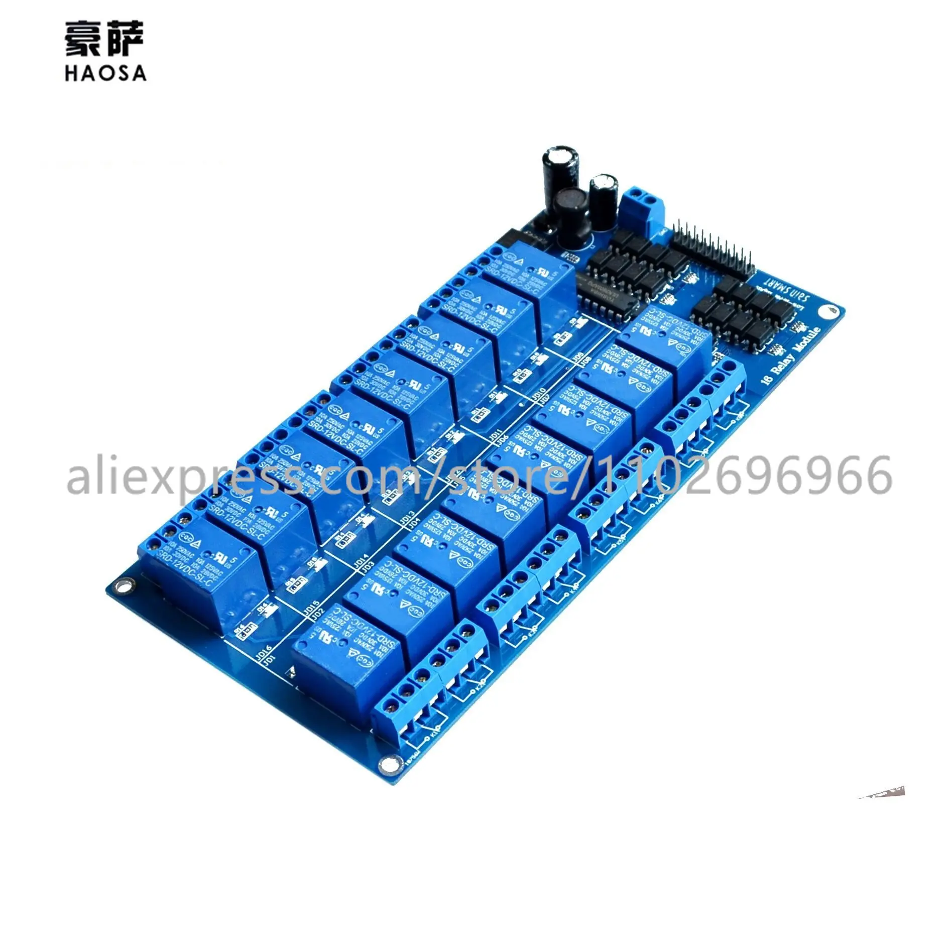 

12V 5V 16 Channel Relay Module Interface Board For Arduino PIC ARM DSP PLC With Optocoupler Protection LM2576 Power