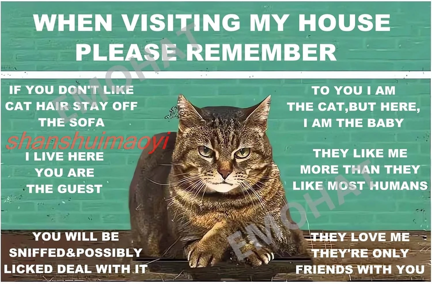 Металлическая жестяная вывеска EMOHAT Cat When Visiting My Home пожалуйста замените настенное