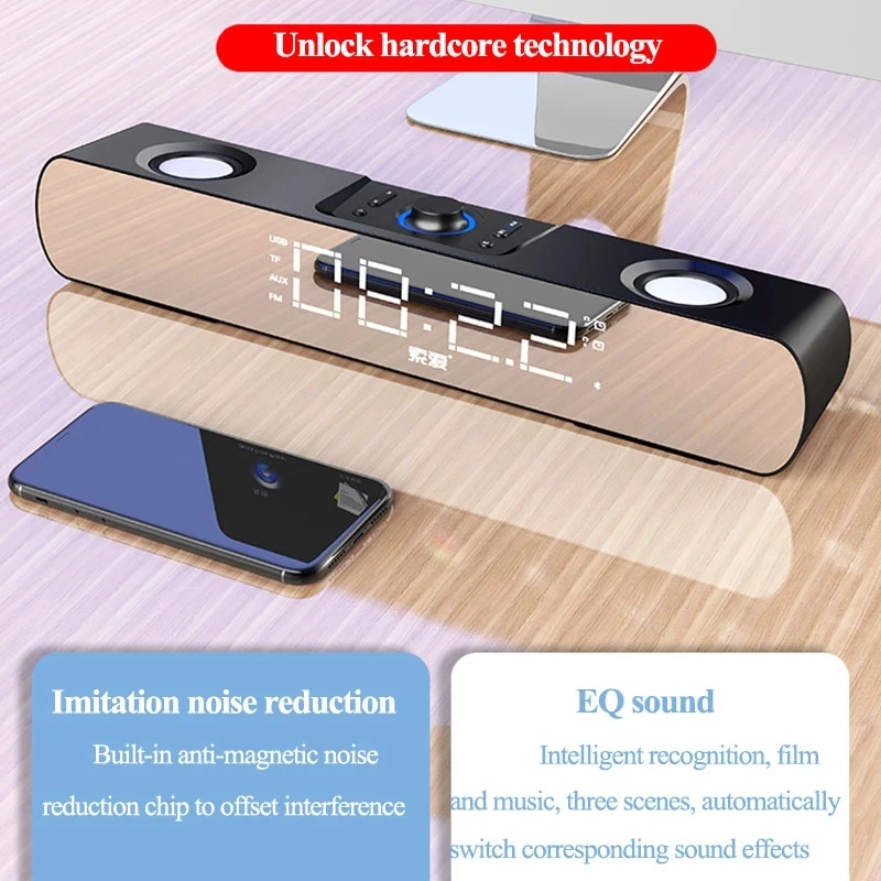 

SH16 Bluetooth Speaker LED Display Clock Speaker Portable Subwoofer Speaker Home Theater Computer Desktop TV Multimedia Speaker