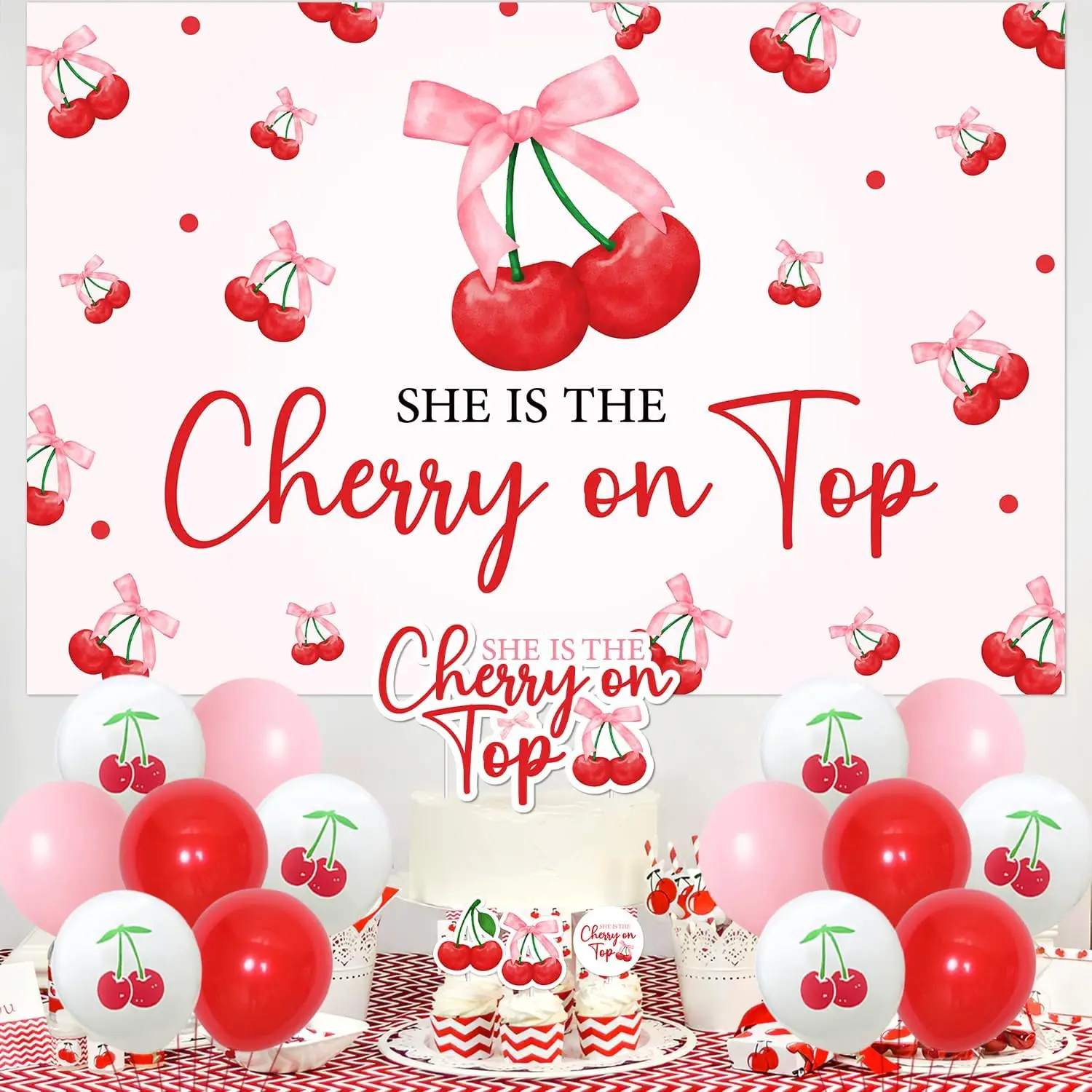 Kreatwow красный кокетливый набор украшений с вишней фруктовая тема фон для